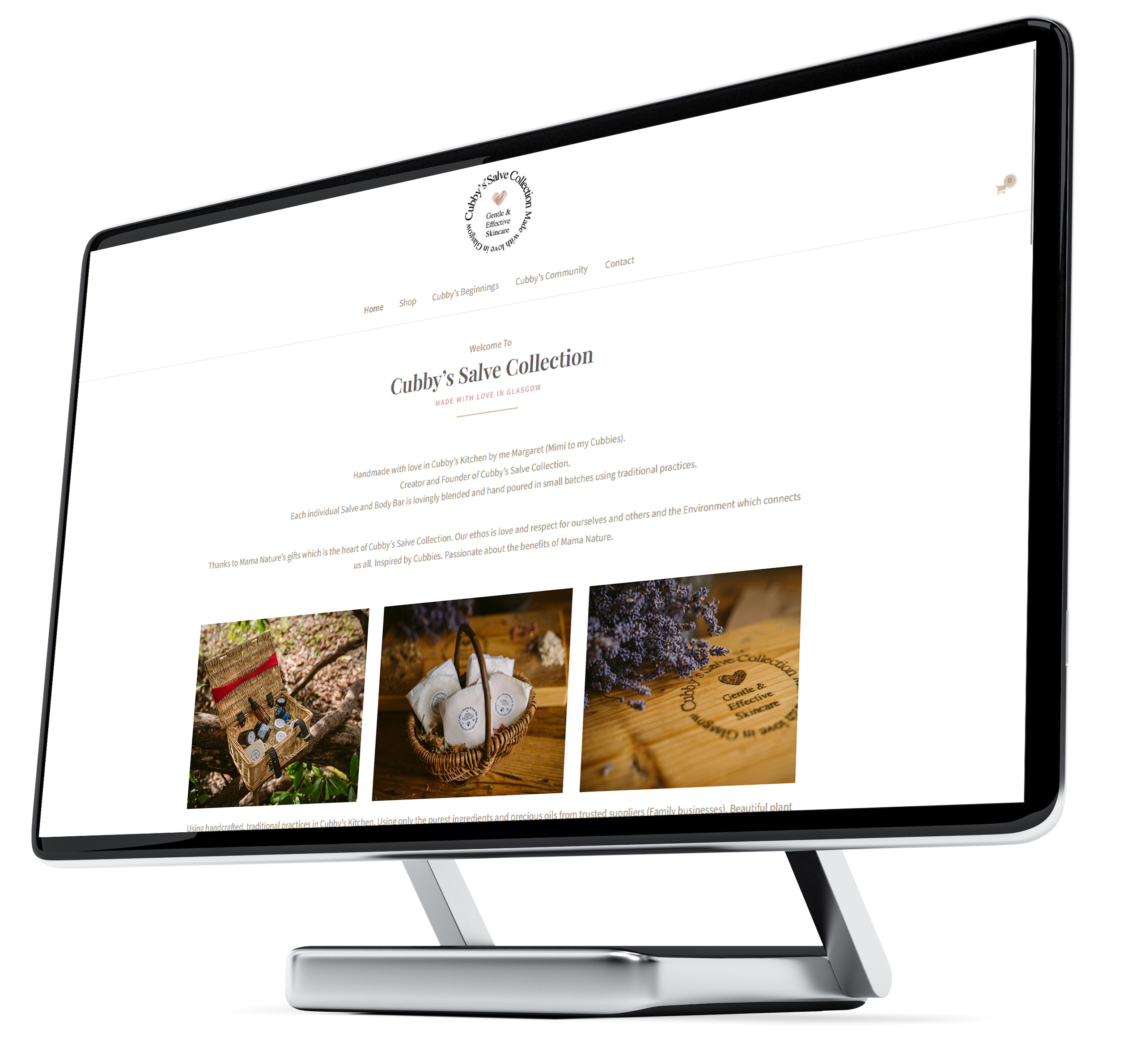Website design for a skincare range
